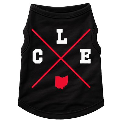 Womens Classic CLE Cleveland Ohio Red Vintage State Outline Doggie Tank
