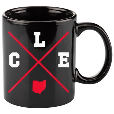 Womens Classic CLE Cleveland Ohio Red Vintage State Outline 11oz C Handle Ceramic Mug