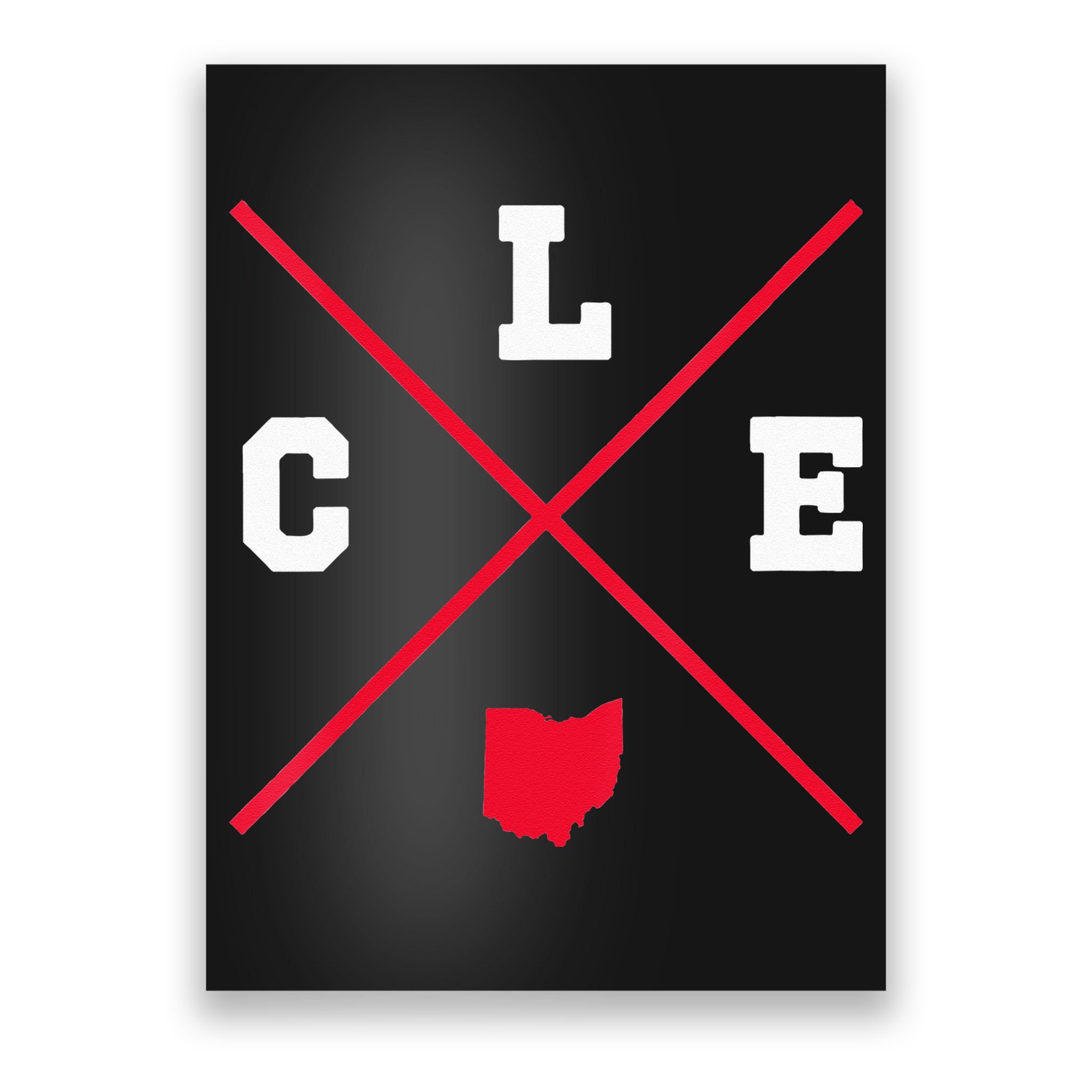 Womens Classic CLE Cleveland Ohio Red Vintage State Outline Poster