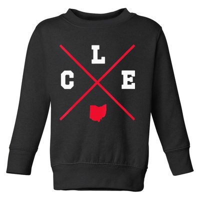Womens Classic CLE Cleveland Ohio Red Vintage State Outline Toddler Sweatshirt