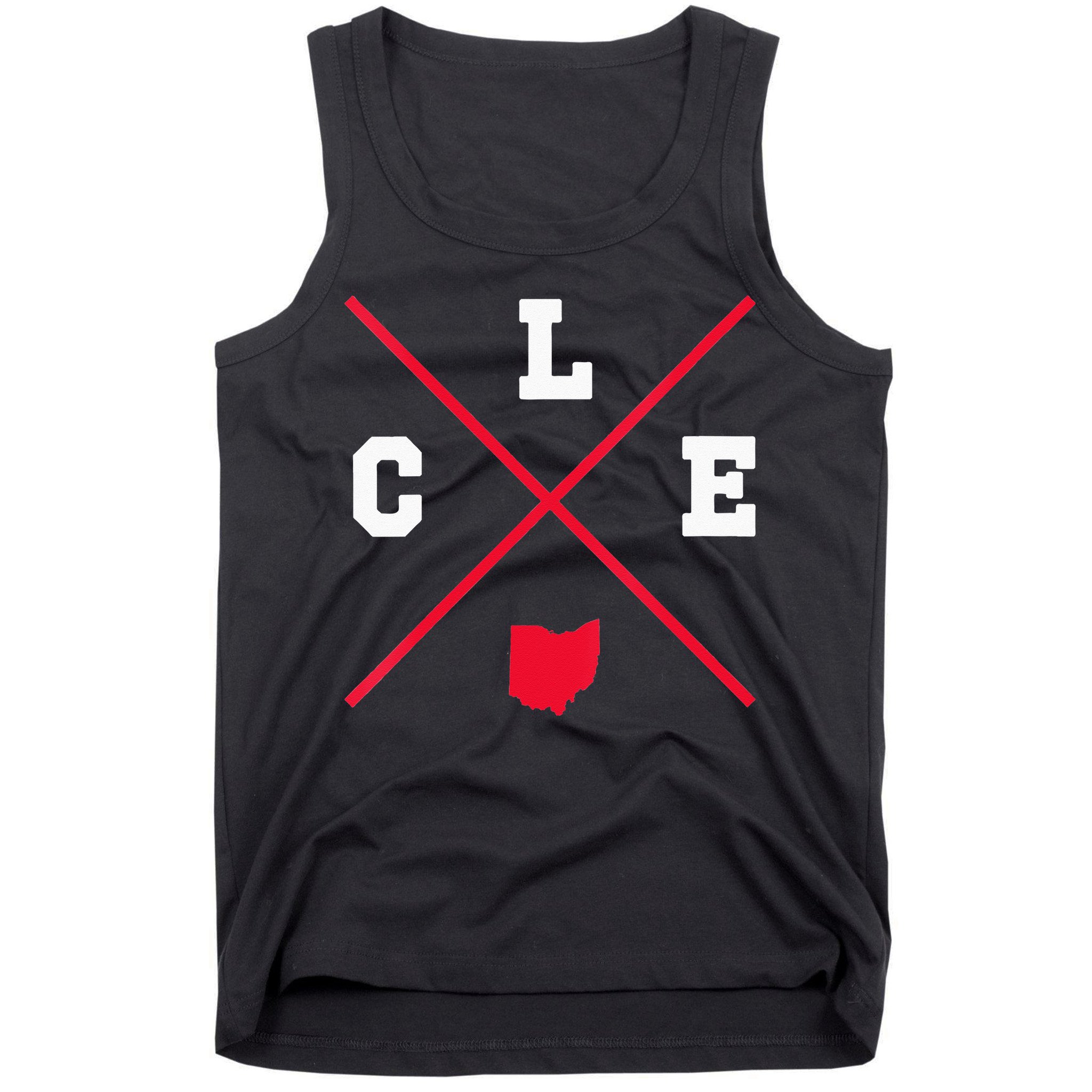 Womens Classic CLE Cleveland Ohio Red Vintage State Outline Tank Top