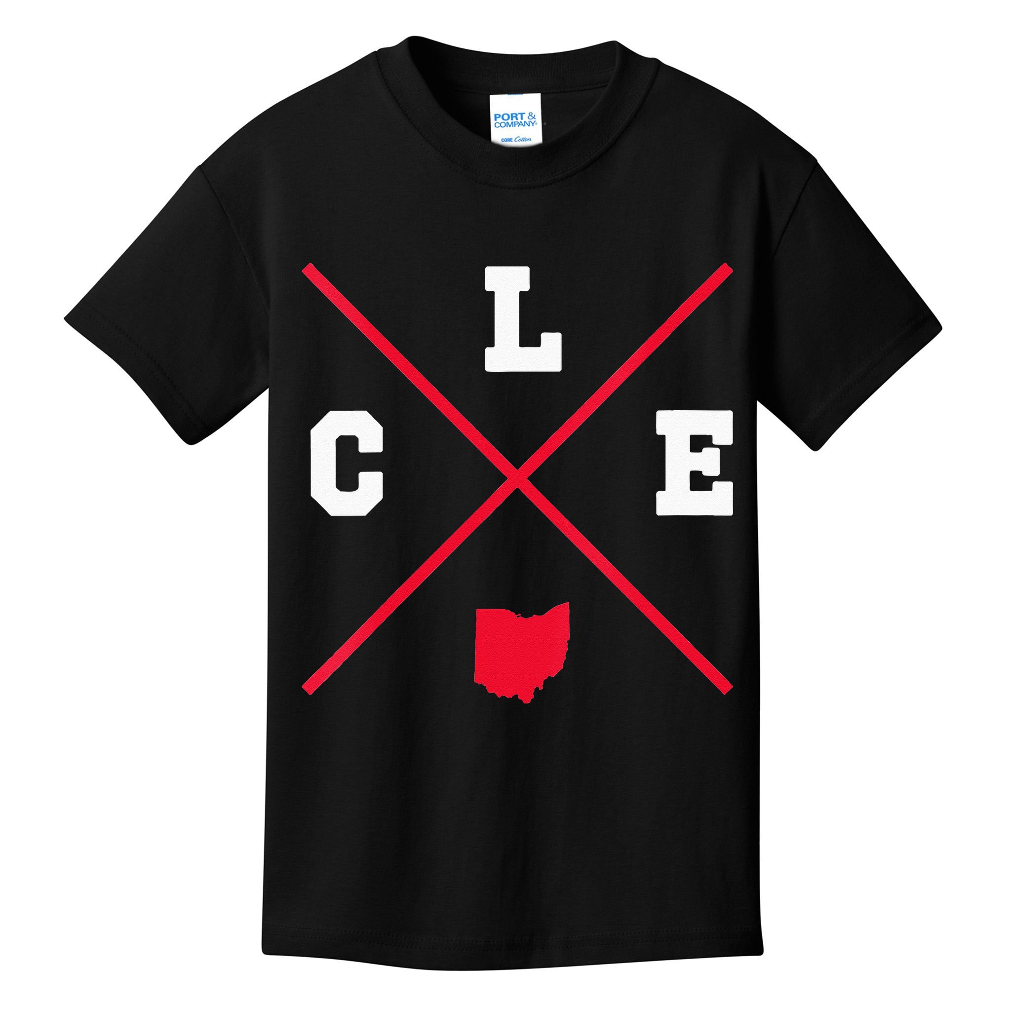 Womens Classic CLE Cleveland Ohio Red Vintage State Outline Kids T-Shirt