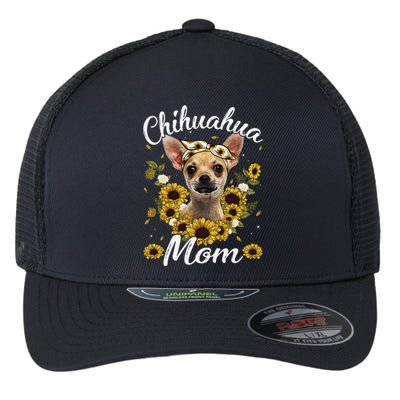 Womens Cute Chihuahua Mom Sunflower Dog Mom Mother's Day Flexfit Unipanel Trucker Cap