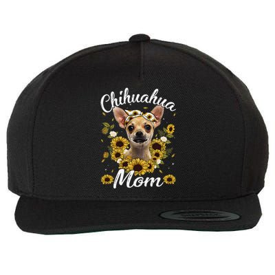 Womens Cute Chihuahua Mom Sunflower Dog Mom Mother's Day Wool Snapback Cap