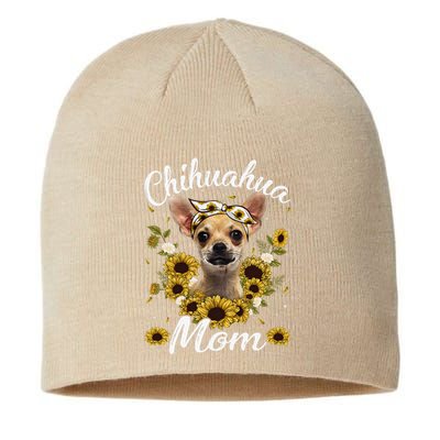 Womens Cute Chihuahua Mom Sunflower Dog Mom Mother's Day Sustainable Beanie