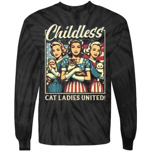 Wo Childless Cat Ladies United Vneck Tie-Dye Long Sleeve Shirt