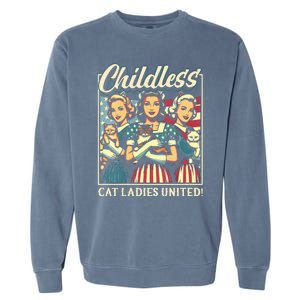 Wo Childless Cat Ladies United Vneck Garment-Dyed Sweatshirt