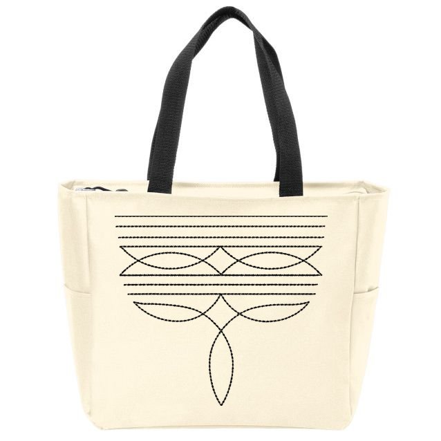 Western Country Cowboy Cowgirl Boot Stitch Western Boots Zip Tote Bag