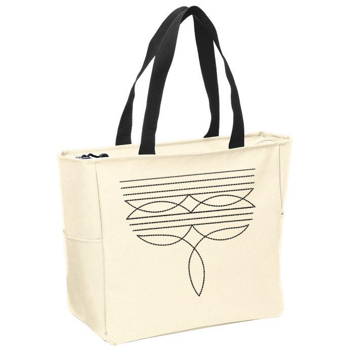 Western Country Cowboy Cowgirl Boot Stitch Western Boots Zip Tote Bag