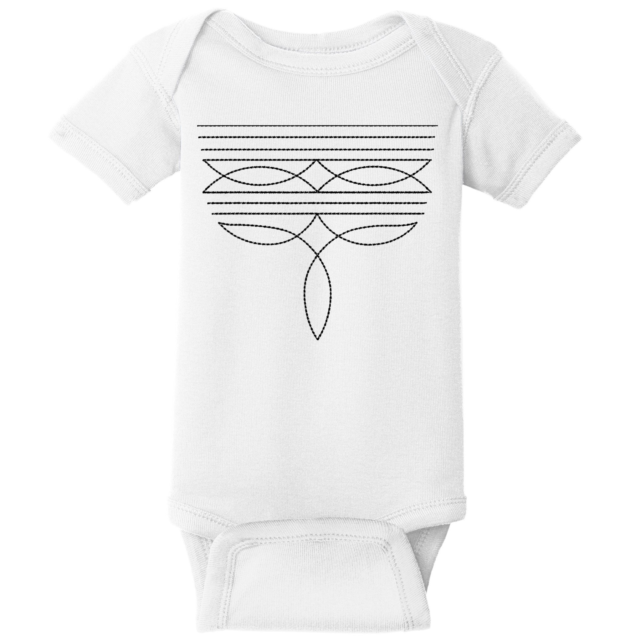 Western Country Cowboy Cowgirl Boot Stitch Western Boots Baby Bodysuit