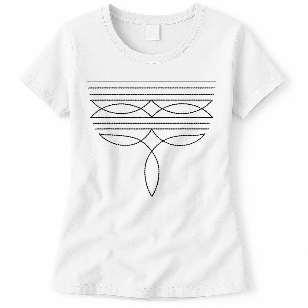 Western Country Cowboy Cowgirl Boot Stitch Western Boots Womens T-Shirt
