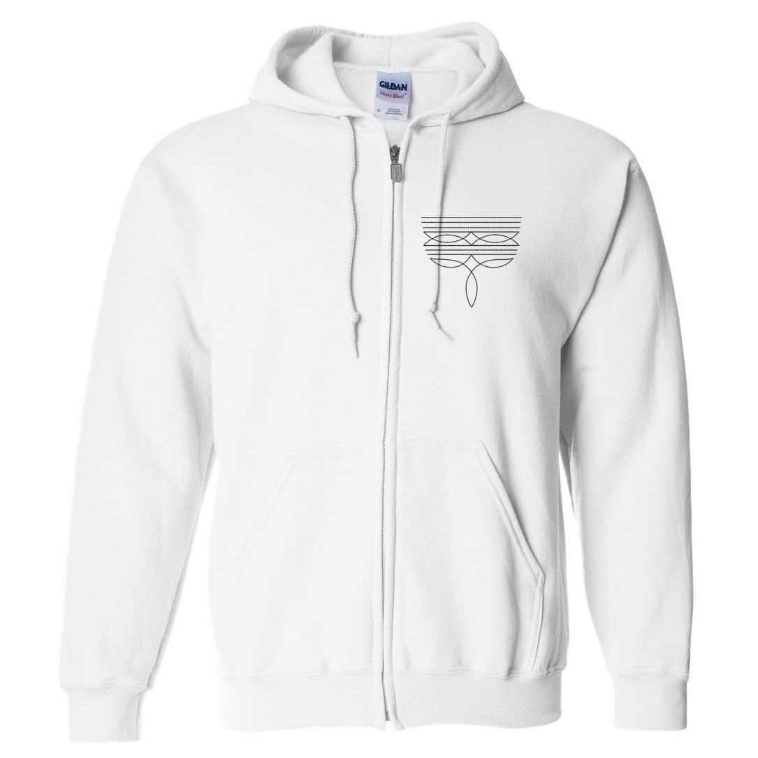 Western Country Cowboy Cowgirl Boot Stitch Western Boots Full Zip Hoodie