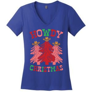 Western Cow Christmas Howdy Merry Xmas Gift Women's V-Neck T-Shirt