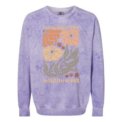 Wildflower Christian Consider The Wildflowers Boho Christian Colorblast Crewneck Sweatshirt