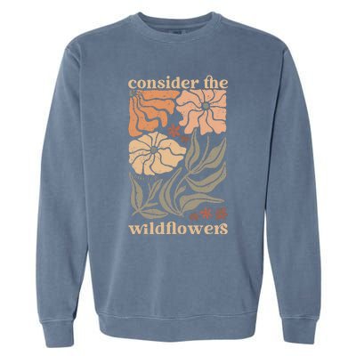 Wildflower Christian Consider The Wildflowers Boho Christian Garment-Dyed Sweatshirt