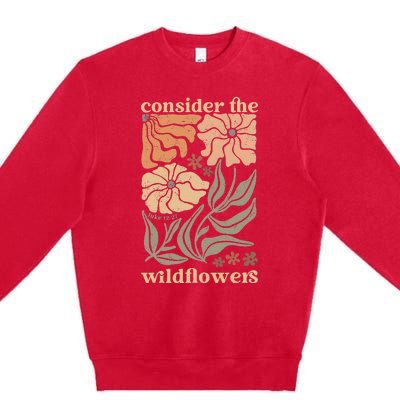 Wildflower Christian Consider The Wildflowers Boho Christian Premium Crewneck Sweatshirt