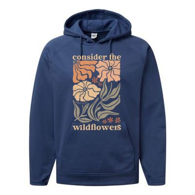 Wildflower Christian Consider The Wildflowers Boho Christian Performance Fleece Hoodie