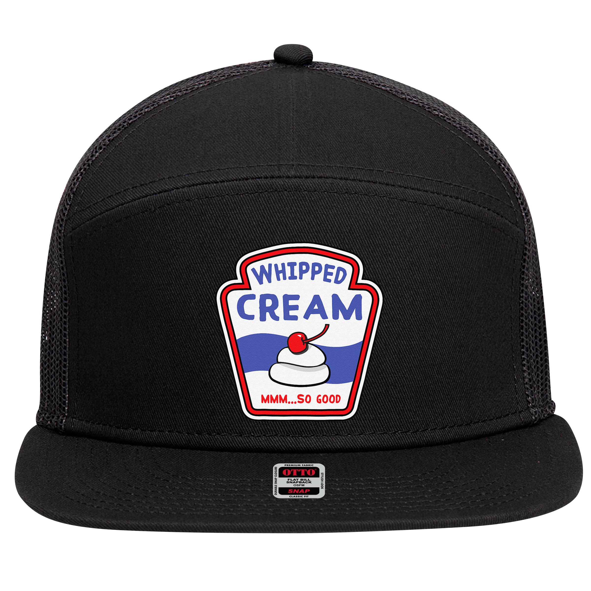 Whipped Cream Condiment Ice Cream Halloween Costume 7 Panel Mesh Trucker Snapback Hat