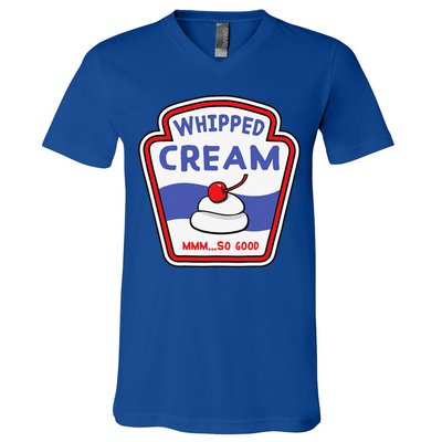 Whipped Cream Condiment Ice Cream Halloween Costume V-Neck T-Shirt