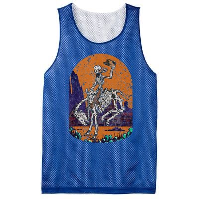 Western Country Cowboy Skeleton Halloween Spooky Mesh Reversible Basketball Jersey Tank