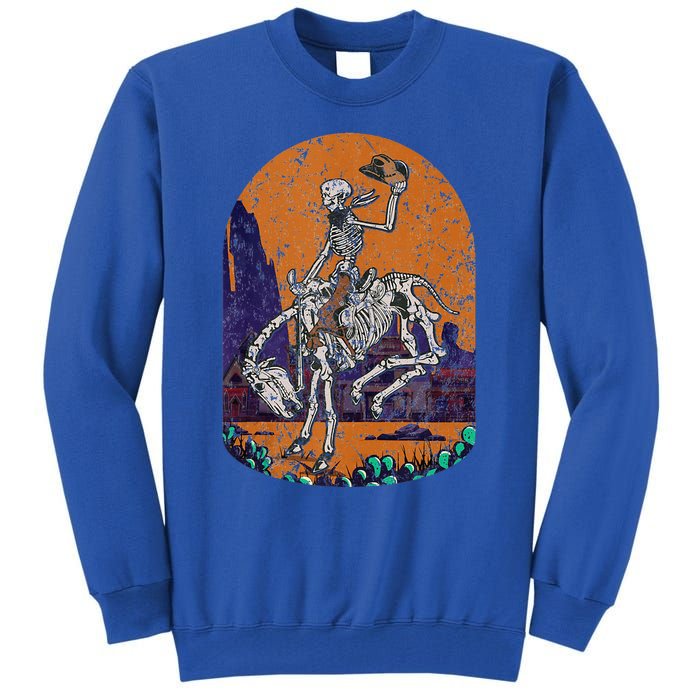 Western Country Cowboy Skeleton Halloween Spooky Tall Sweatshirt