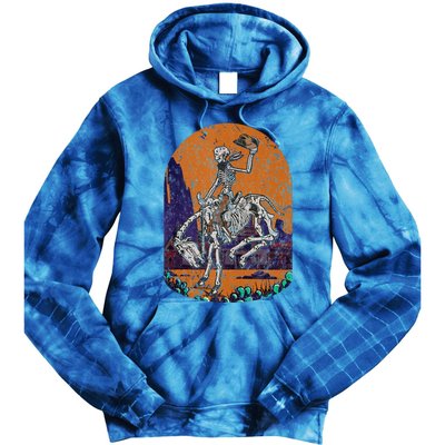 Western Country Cowboy Skeleton Halloween Spooky Tie Dye Hoodie