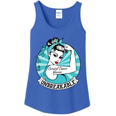 Wo Cervical Cancer Warrior Unbreakable Gift Awareness Cool Gift Ladies Essential Tank