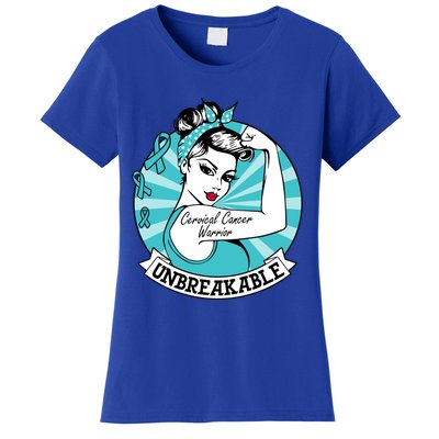 Wo Cervical Cancer Warrior Unbreakable Gift Awareness Cool Gift Women's T-Shirt