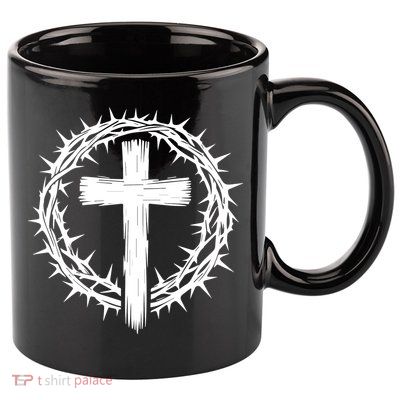 Wooden Cross Crown Of Thorns Christian Catholic Jesus Christ 11oz C Handle Ceramic Mug