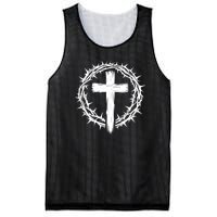 Wooden Cross Crown Of Thorns Christian Catholic Jesus Christ Mesh Reversible Basketball Jersey Tank