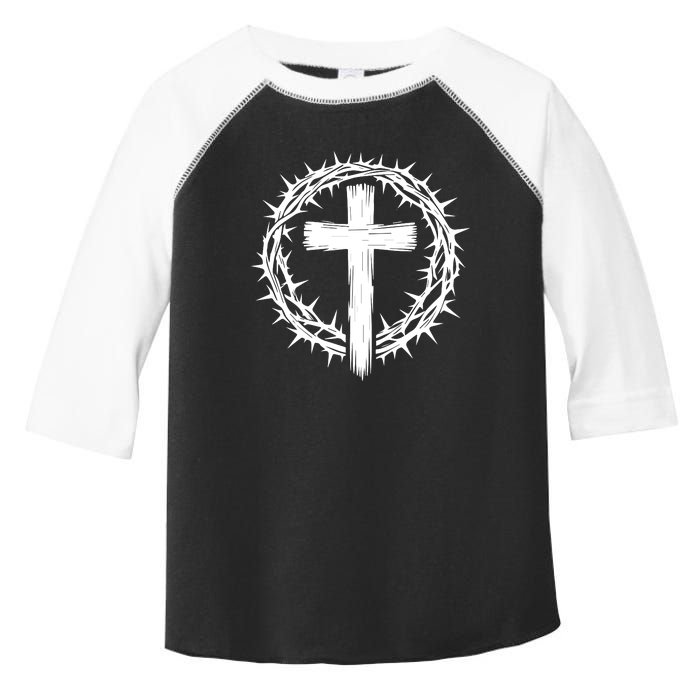 Wooden Cross Crown Of Thorns Christian Catholic Jesus Christ Toddler Fine Jersey T-Shirt