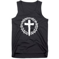 Wooden Cross Crown Of Thorns Christian Catholic Jesus Christ Tank Top