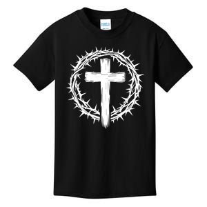 Wooden Cross Crown Of Thorns Christian Catholic Jesus Christ Kids T-Shirt