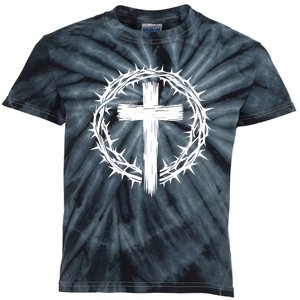 Wooden Cross Crown Of Thorns Christian Catholic Jesus Christ Kids Tie-Dye T-Shirt