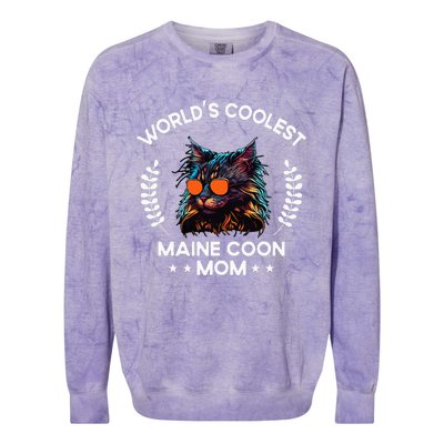 WorldS Coolest Cat Mom Mama Women Maine Coon Cat Colorblast Crewneck Sweatshirt