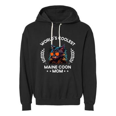 WorldS Coolest Cat Mom Mama Women Maine Coon Cat Garment-Dyed Fleece Hoodie