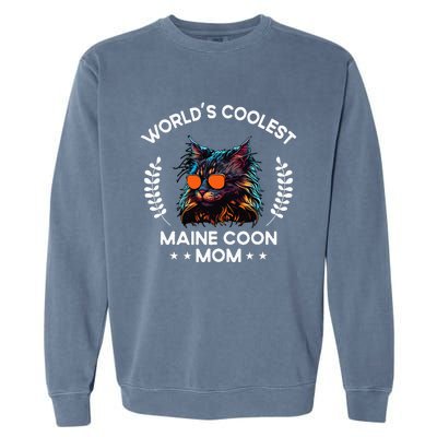 WorldS Coolest Cat Mom Mama Women Maine Coon Cat Garment-Dyed Sweatshirt