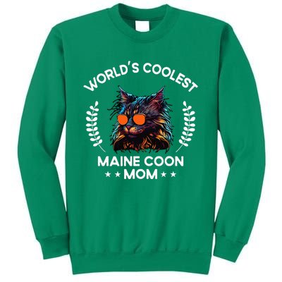 WorldS Coolest Cat Mom Mama Women Maine Coon Cat Sweatshirt