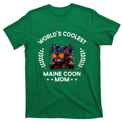 WorldS Coolest Cat Mom Mama Women Maine Coon Cat T-Shirt