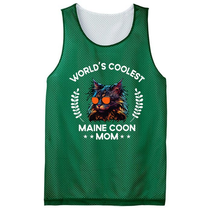 WorldS Coolest Cat Mom Mama Women Maine Coon Cat Mesh Reversible Basketball Jersey Tank