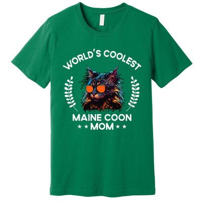 WorldS Coolest Cat Mom Mama Women Maine Coon Cat Premium T-Shirt