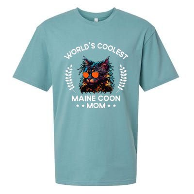 WorldS Coolest Cat Mom Mama Women Maine Coon Cat Sueded Cloud Jersey T-Shirt