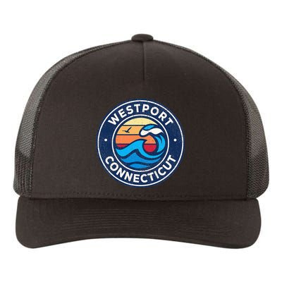 Westport Connecticut Ct Vintage Nautical Waves Yupoong Adult 5-Panel Trucker Hat