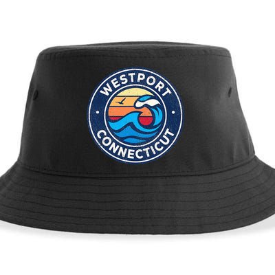 Westport Connecticut Ct Vintage Nautical Waves Sustainable Bucket Hat