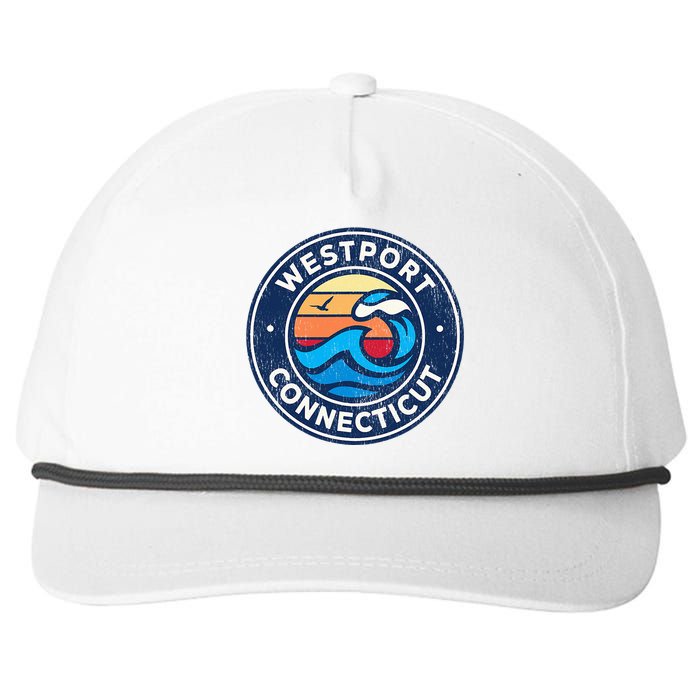 Westport Connecticut Ct Vintage Nautical Waves Snapback Five-Panel Rope Hat