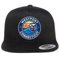 Westport Connecticut Ct Vintage Nautical Waves Flat Bill Trucker Hat