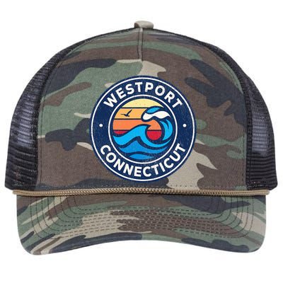 Westport Connecticut Ct Vintage Nautical Waves Retro Rope Trucker Hat Cap