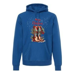 Western Cow Christmas And Cow Boots Gift Premium Hoodie