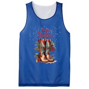 Western Cow Christmas And Cow Boots Gift Mesh Reversible Basketball Jersey Tank