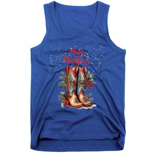 Western Cow Christmas And Cow Boots Gift Tank Top